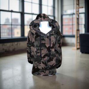 Evereve Dylan True Grit Heather Pile Camo Side Zip Pullover Hoodie Small